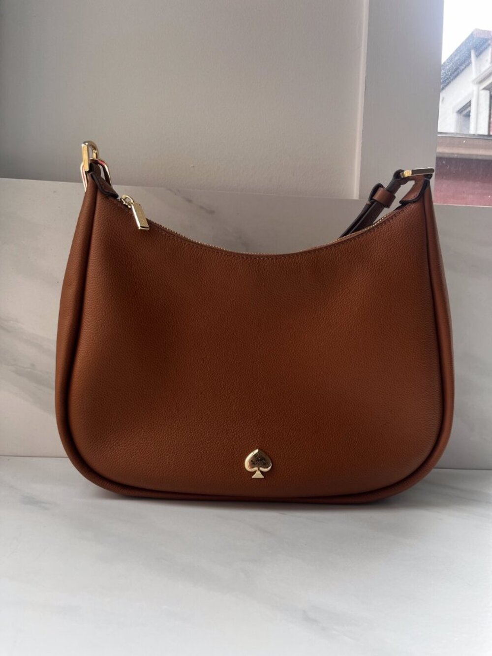 Kate Spade Kayla Crescent Shoulder Bag Warm Gingerbread Brown Leather